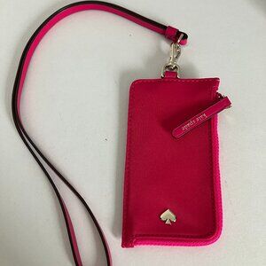 Kate Spade Magenta Lanyard ID Card Case Holder Wristlet New with Tags